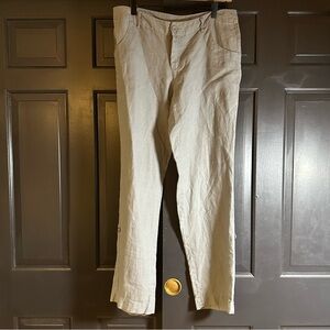 Cynthia Rowley Gray   100% linen Pants Women Straight Leg Slacks Pockets sz6 (b4
